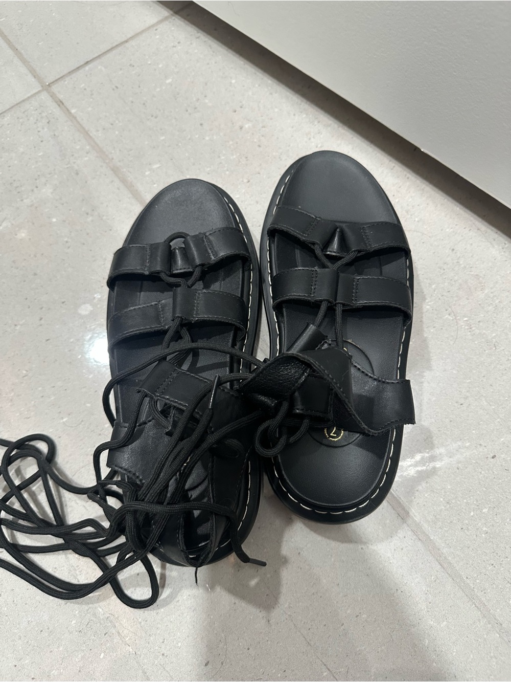 Mudd Black Lace-Up Platform Sandals
